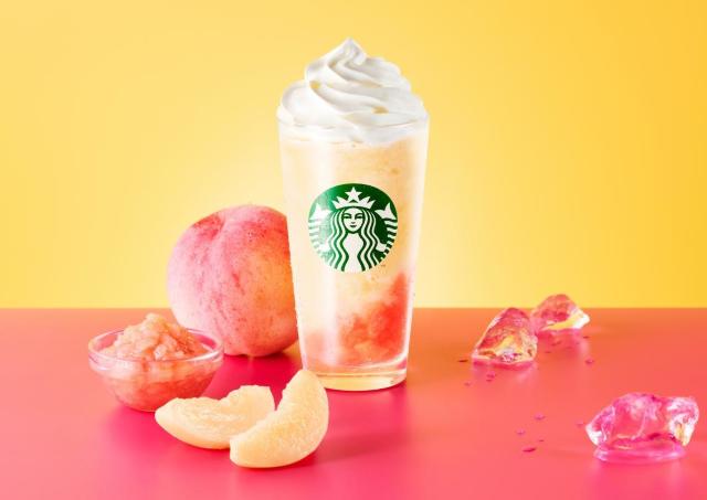 【スタバ】「My フルーツ3 フラペチーノ」に「完熟白桃」が新登場！ピーチティー風カスタム美味しそう♡