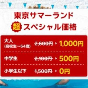 東京サマーランドが大人1000円！小学生以下は無料。超お得なチケットは数量・期間限定。